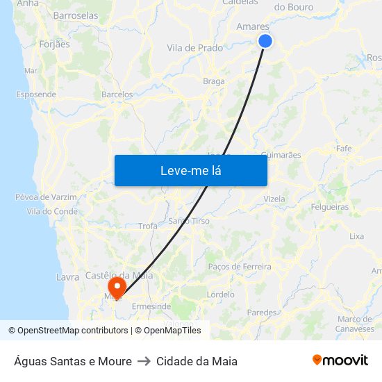 Águas Santas e Moure to Cidade da Maia map