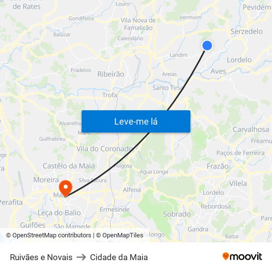 Ruivães e Novais to Cidade da Maia map