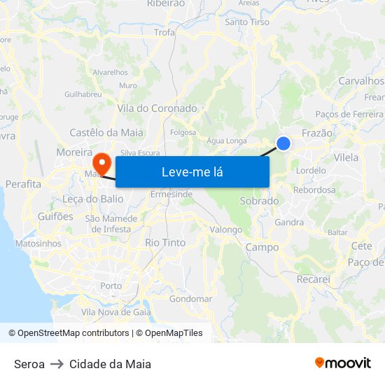 Seroa to Cidade da Maia map