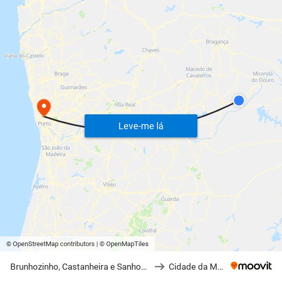 Brunhozinho, Castanheira e Sanhoane to Cidade da Maia map