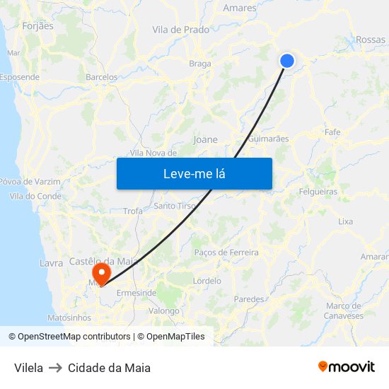 Vilela to Cidade da Maia map