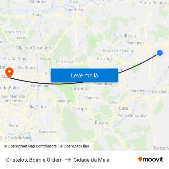 Cristelos, Boim e Ordem to Cidade da Maia map