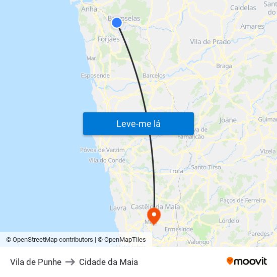 Vila de Punhe to Cidade da Maia map