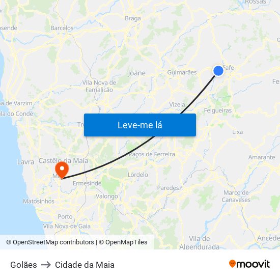 Golães to Cidade da Maia map