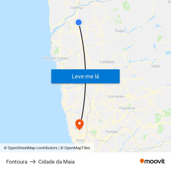 Fontoura to Cidade da Maia map