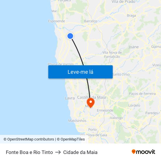 Fonte Boa e Rio Tinto to Cidade da Maia map