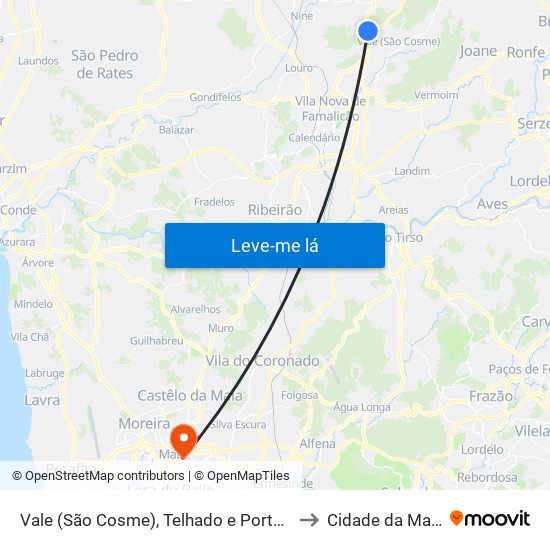 Vale (São Cosme), Telhado e Portela to Cidade da Maia map