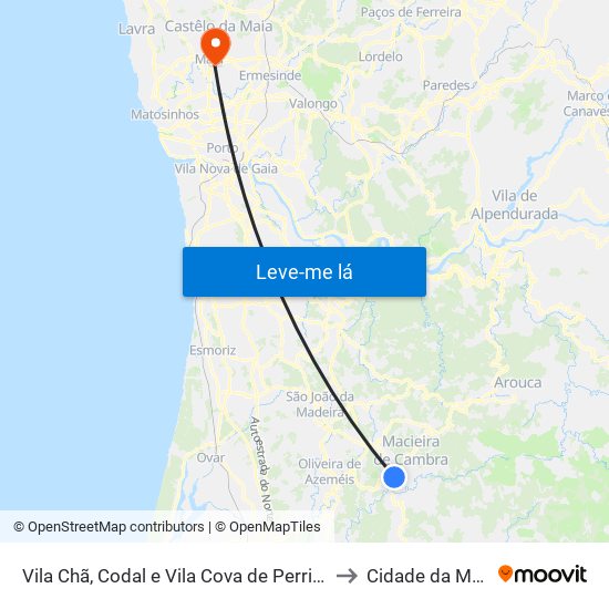 Vila Chã, Codal e Vila Cova de Perrinho to Cidade da Maia map