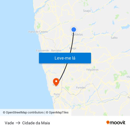 Vade to Cidade da Maia map