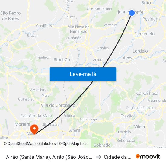 Airão (Santa Maria), Airão (São João) e Vermil to Cidade da Maia map