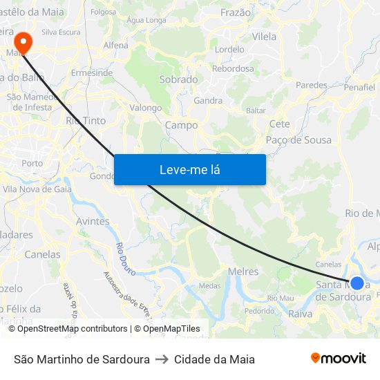 São Martinho de Sardoura to Cidade da Maia map