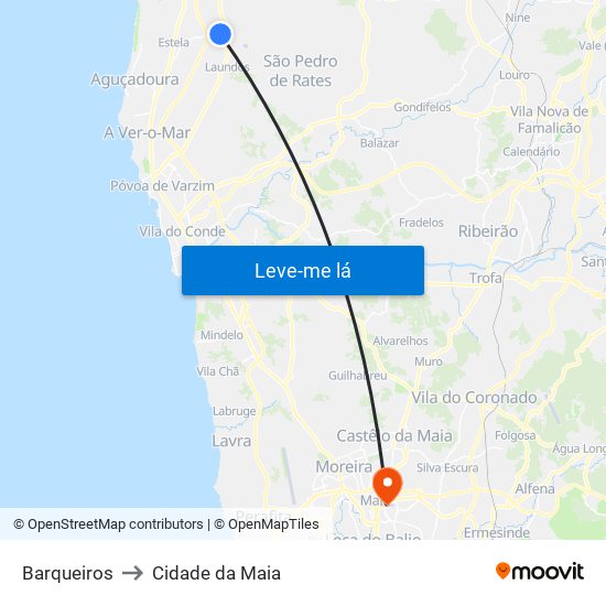 Barqueiros to Cidade da Maia map