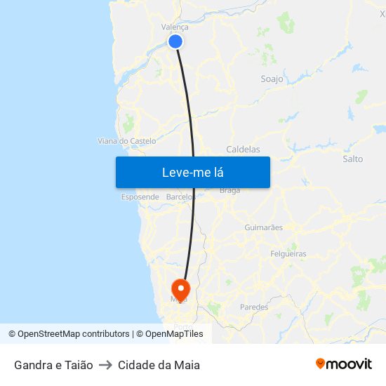 Gandra e Taião to Cidade da Maia map