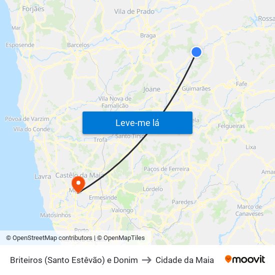 Briteiros (Santo Estêvão) e Donim to Cidade da Maia map