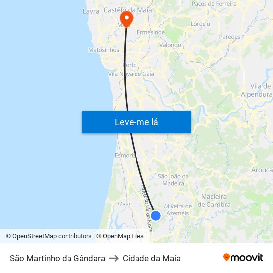 São Martinho da Gândara to Cidade da Maia map