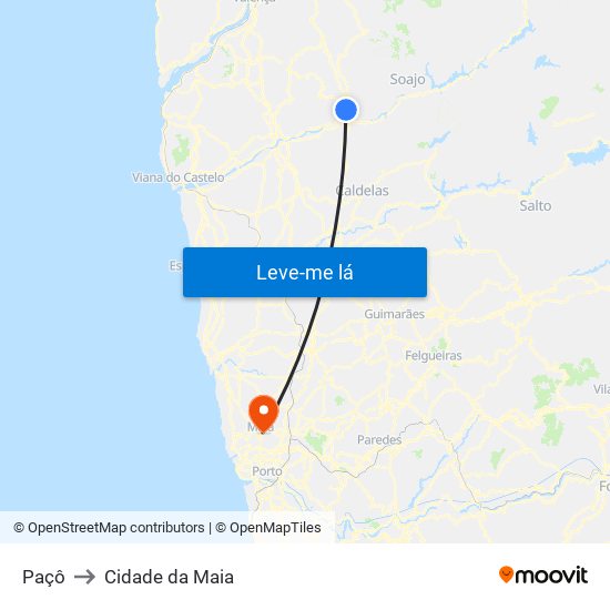 Paçô to Cidade da Maia map