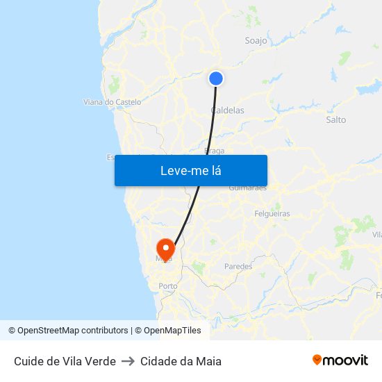 Cuide de Vila Verde to Cidade da Maia map