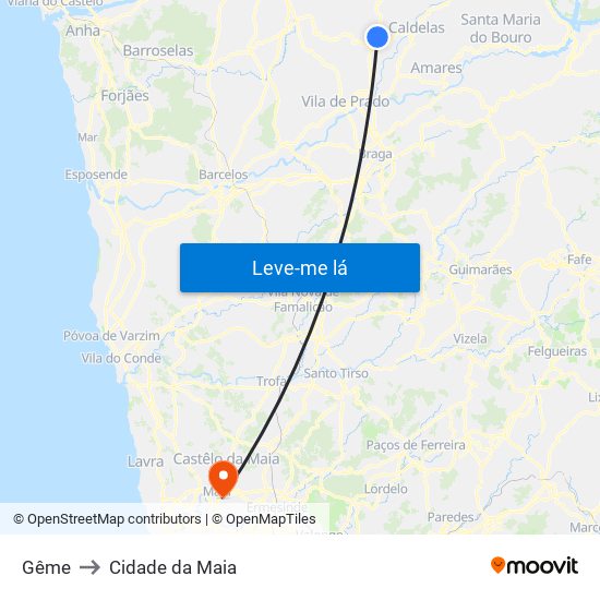 Gême to Cidade da Maia map