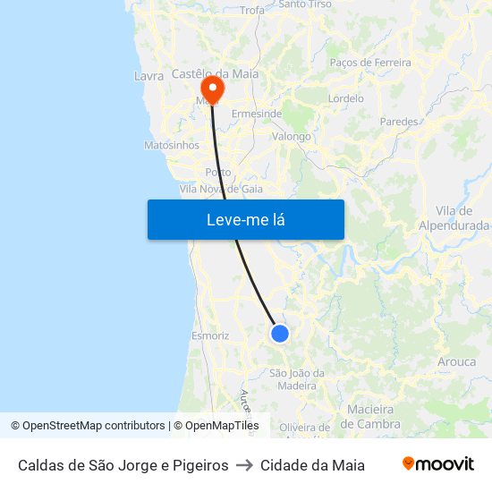 Caldas de São Jorge e Pigeiros to Cidade da Maia map