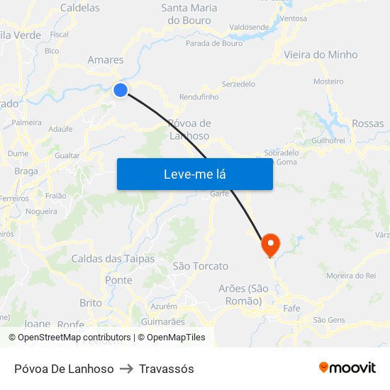 Póvoa De Lanhoso to Travassós map