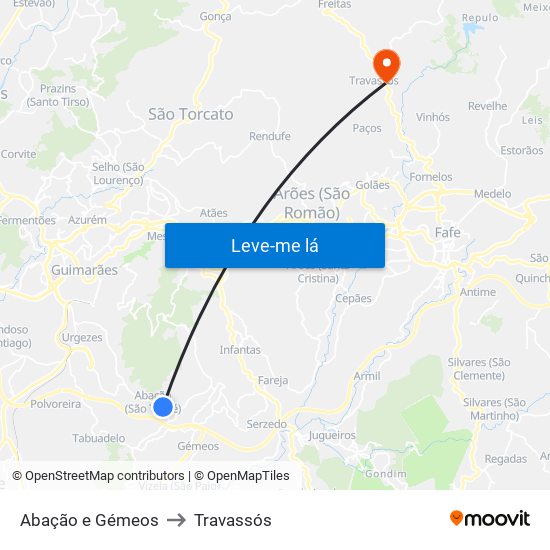 Abação e Gémeos to Travassós map