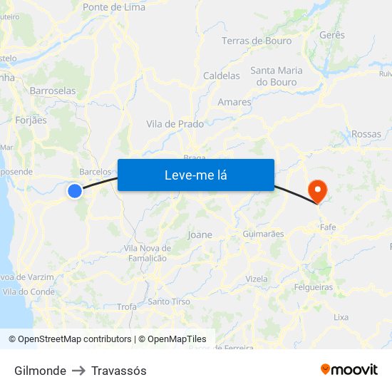 Gilmonde to Travassós map