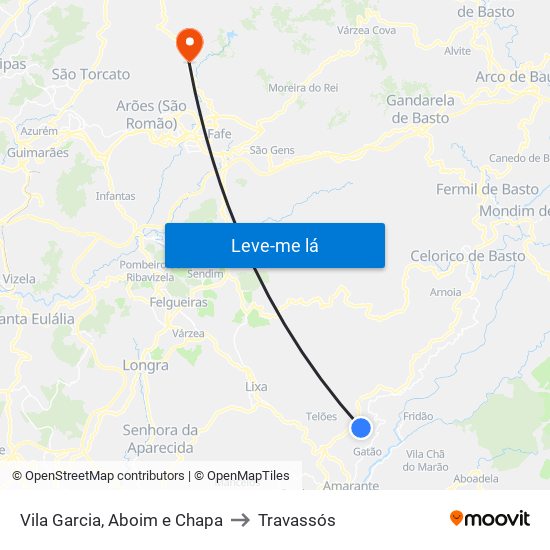 Vila Garcia, Aboim e Chapa to Travassós map