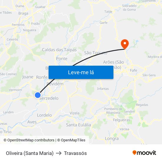 Oliveira (Santa Maria) to Travassós map