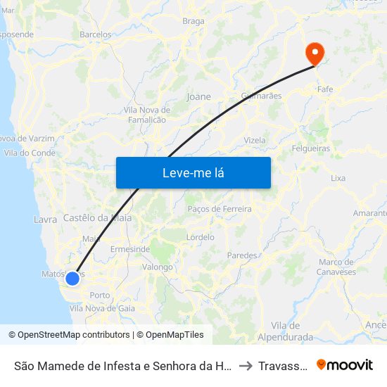 São Mamede de Infesta e Senhora da Hora to Travassós map