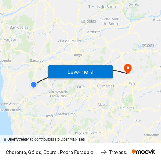 Chorente, Góios, Courel, Pedra Furada e Gueral to Travassós map