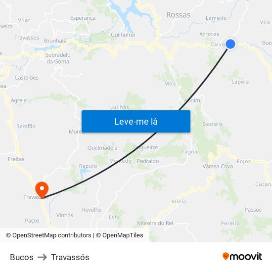 Bucos to Travassós map