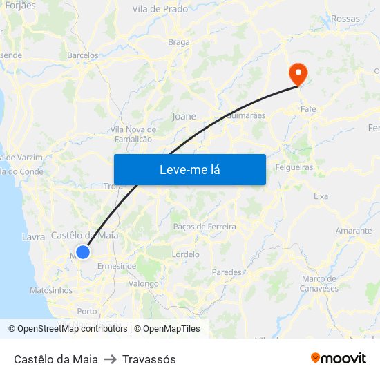 Castêlo da Maia to Travassós map