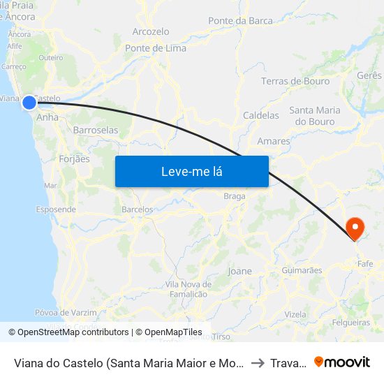 Viana do Castelo (Santa Maria Maior e Monserrate) e Meadela to Travassós map