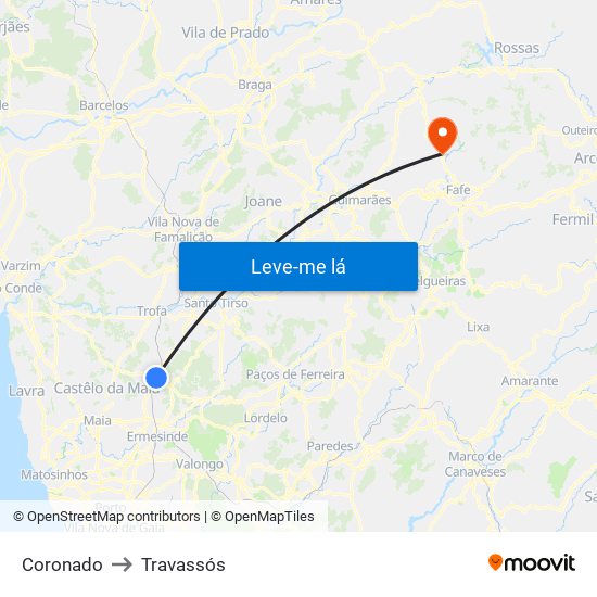 Coronado to Travassós map