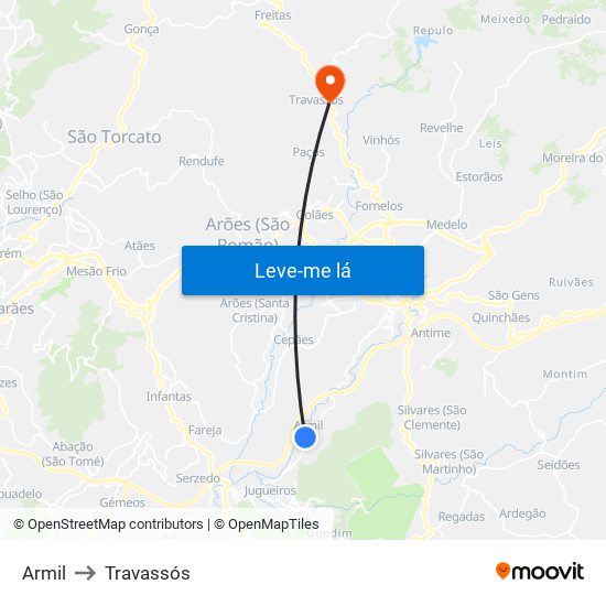 Armil to Travassós map