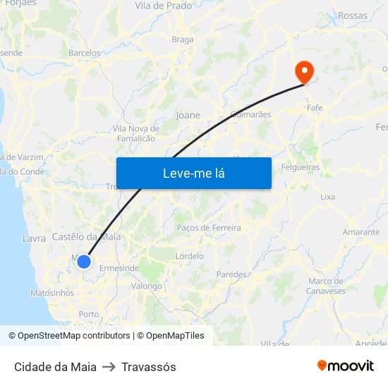 Cidade da Maia to Travassós map