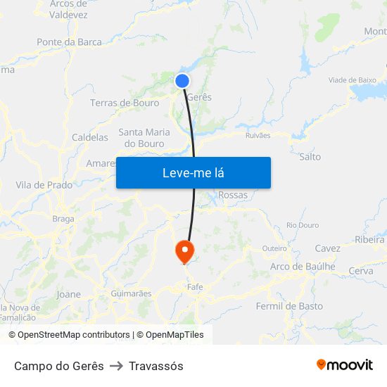 Campo do Gerês to Travassós map