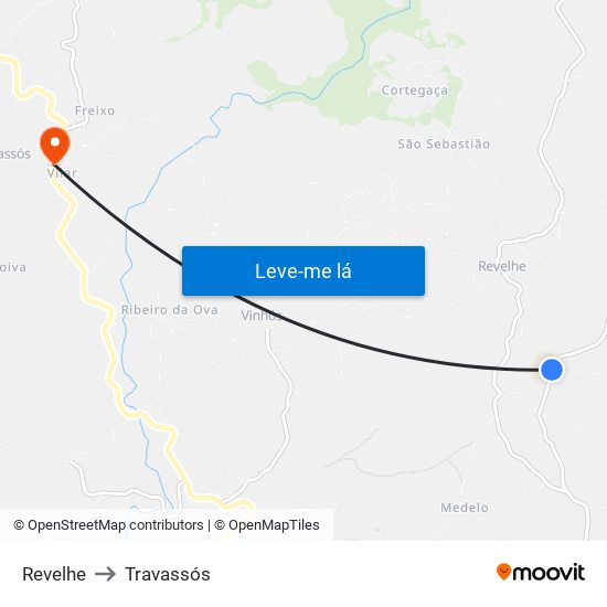 Revelhe to Travassós map