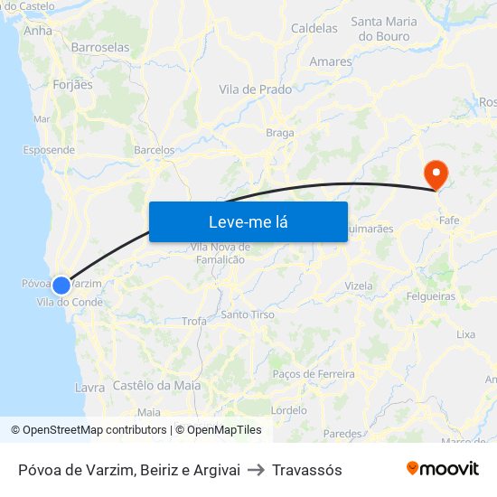 Póvoa de Varzim, Beiriz e Argivai to Travassós map