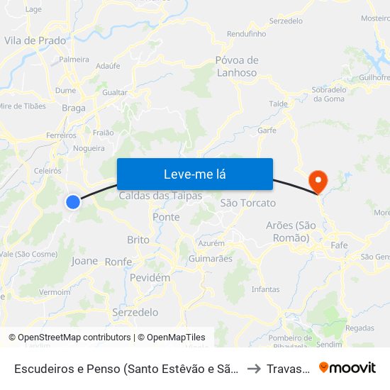 Escudeiros e Penso (Santo Estêvão e São Vicente) to Travassós map