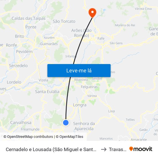 Cernadelo e Lousada (São Miguel e Santa Margarida) to Travassós map