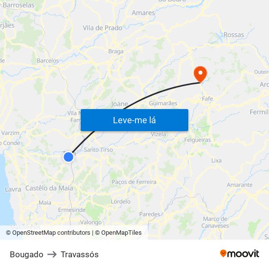 Bougado to Travassós map