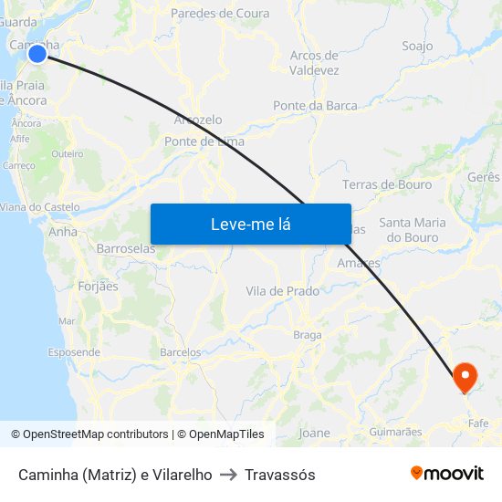 Caminha (Matriz) e Vilarelho to Travassós map