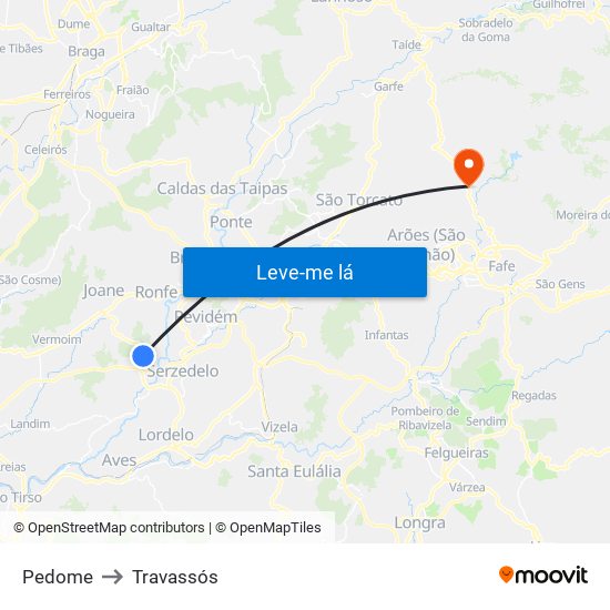 Pedome to Travassós map