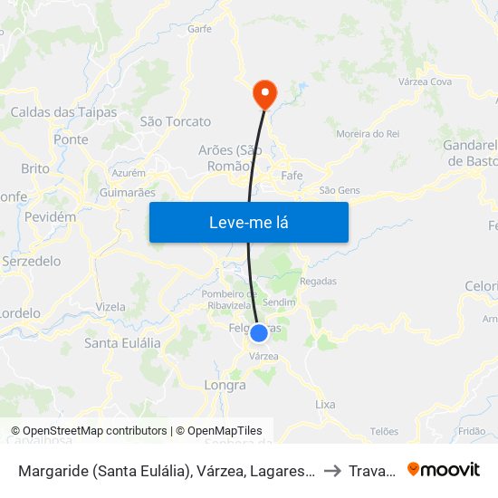 Margaride (Santa Eulália), Várzea, Lagares, Varziela e Moure to Travassós map