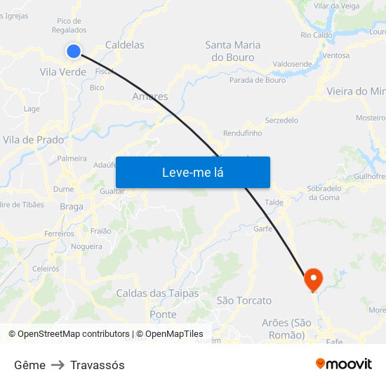 Gême to Travassós map