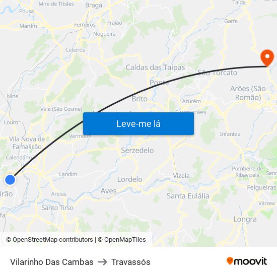 Vilarinho Das Cambas to Travassós map