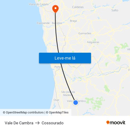 Vale De Cambra to Cossourado map