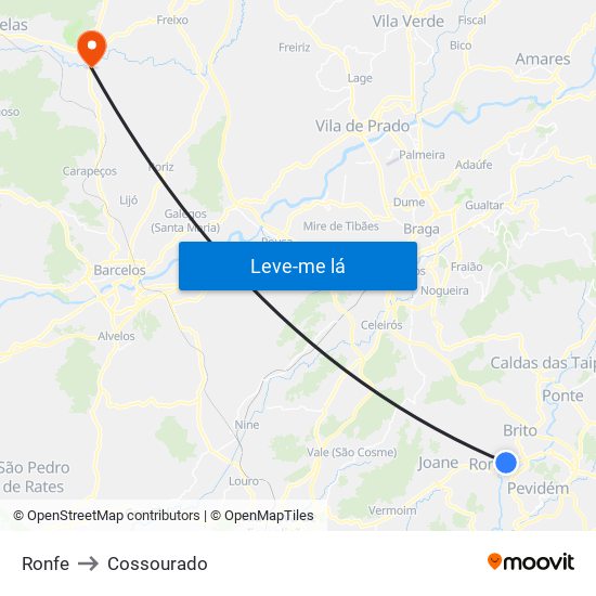 Ronfe to Cossourado map