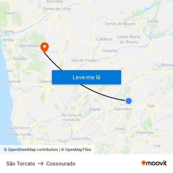 São Torcato to Cossourado map
